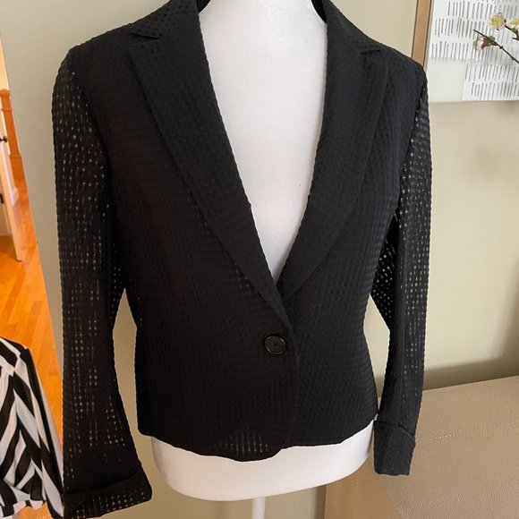 AKRIS Vintage sheer squares cropped jacket size 8 - Picture 1 of 5